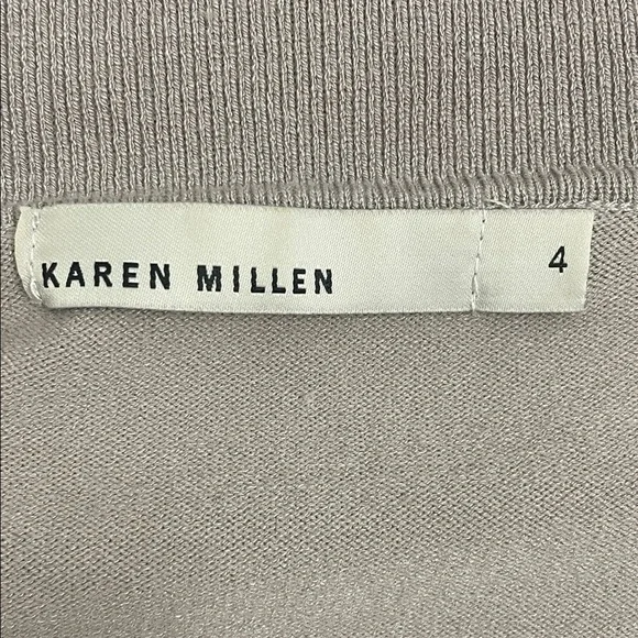 Karen Millen Knit Sweater Jacket Black Trim Asymmetrical Zipper V Neck Collar - Picture 9 of 14